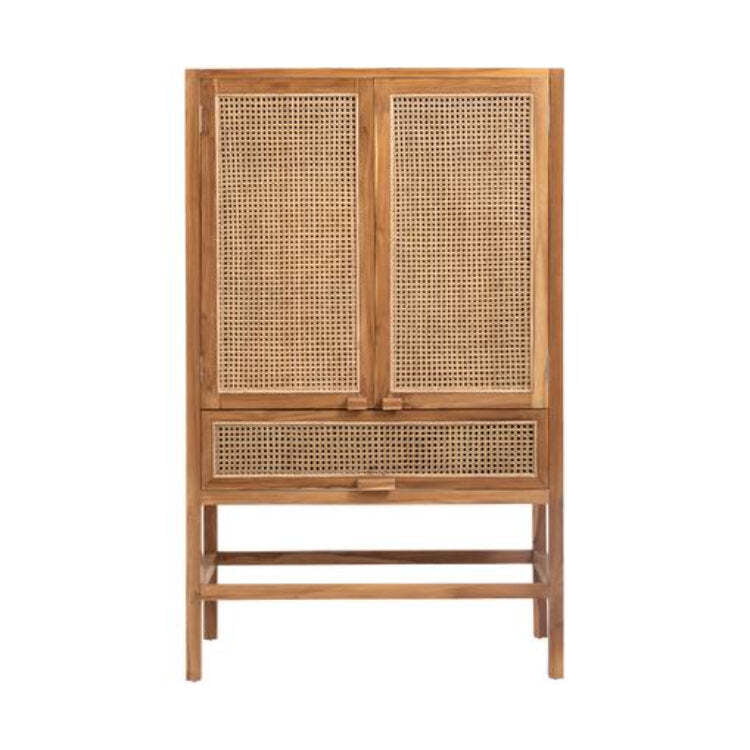 Rattan Cane & Teak Wood Bar Cabinet / Wardrobe with Drawer Rattan Cane & Teak Wood Bar Cabinet / Wardrobe with Drawer
