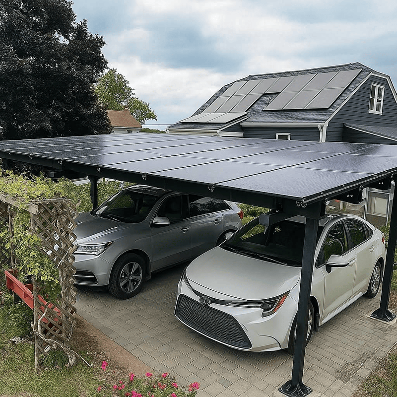 Steel Solar Carport/Gazebo - Black, Panels Sold Separately, Solar Ready, Outdoor