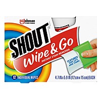 Shout Wipe & Go, Laundry Instant Stain Remover, 12 Wipes