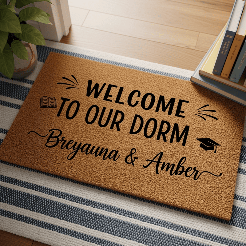 Personalized Dorm Room Welcome Mat – Custom Name Doormat for College Students