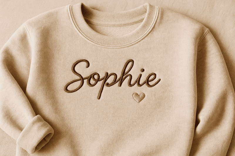 Custom Name Embroidered Sweatshirt – Bella+Canvas 3901 (Heather Dust)