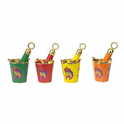Amazkart Holi Special Mini Bucket & Pichkari Set for Laddu Gopal, Thakur Ji (Pack of 4)