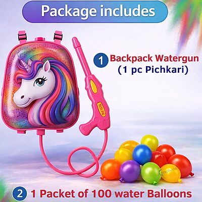 Amazkart Holi Pichkari Pink Water Tank Gun 5800ml Extra Large Backpack