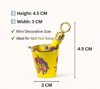 Amazkart Holi Special Mini Bucket & Pichkari Set for Laddu Gopal, Thakur Ji (Pack of 4)