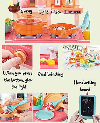 Kitchen Set for Kids Girl 42-Piece Kitchen Set