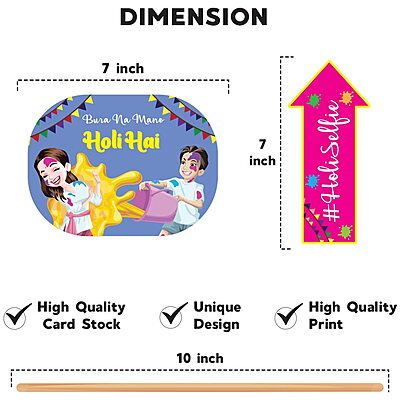 Amazkart Holi Decoration Combo (Set Of 8 Pcs)-1 Pc It's My First Banner, 7 Photobooth Props
