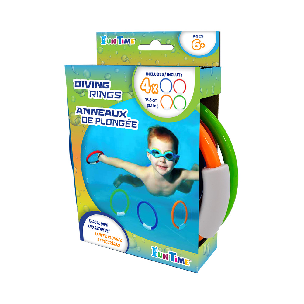 Kit of 4 Diving Rings Toys, 4 colors
13.5cm