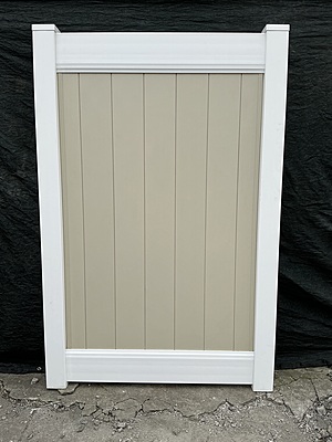 Full Privacy White Frame-Beige Boards TWO-TONE PVC Gate 46x70