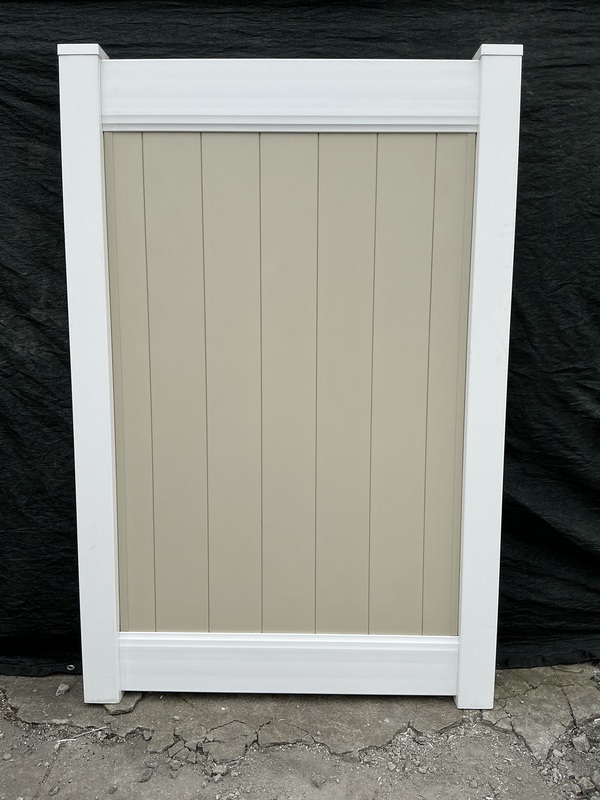 Full Privacy White Frame-Beige Boards TWO-TONE PVC Gate 46x70