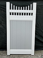 Picket Top Privacy Scalloped White Frame Grey Fill 39x72