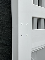 Picket Top Privacy Scalloped White Frame Grey Fill 39x72