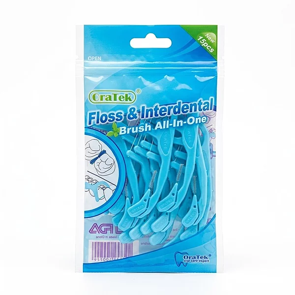 2-in-1 Floss & Interdental Brush - Blue (15/pack)