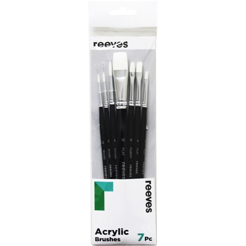 Reeves Acrylic Brushes Short Handle Set of 7