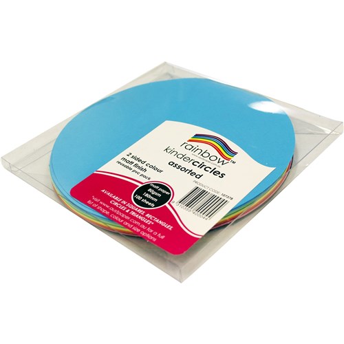 Rainbow Kinder Circles Matte 180mm 80gsm Assorted Pack  Of 100