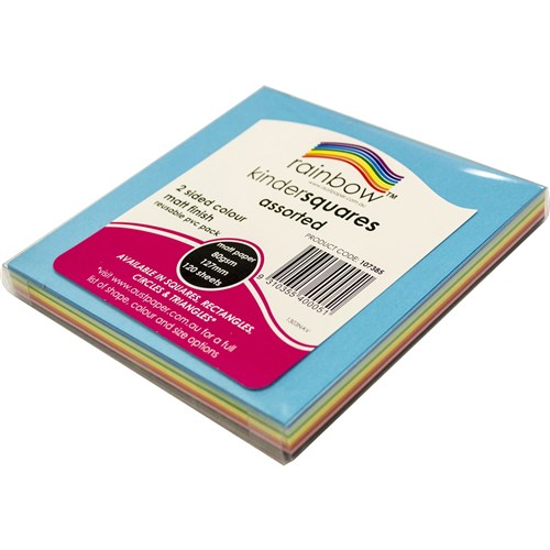 Rainbow Kinder Squares Matte 127mm 80gsm Assorted Pack  Of 120