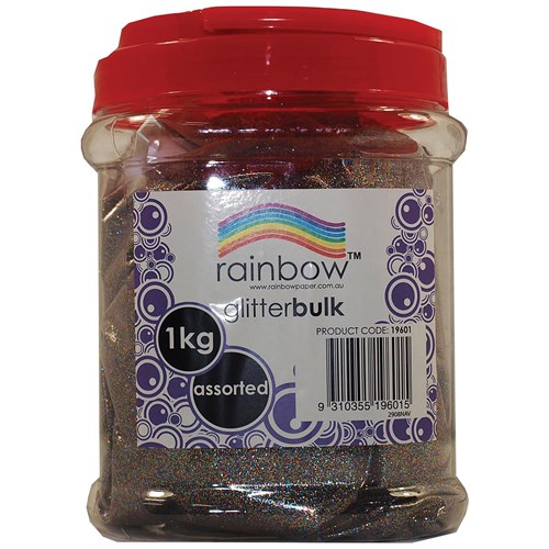 Rainbow Glitter Bulk Jar Assorted 1kg