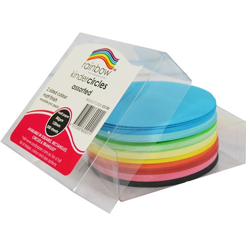 Rainbow Kinder Circles Matte 120mm 80gsm Assorted Pack  Of 500