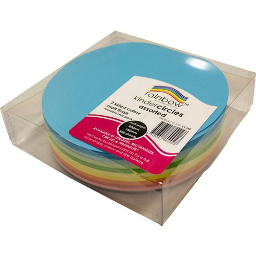 Rainbow Kinder Circles Matte 180mm 80gsm Assorted Pack  Of 500