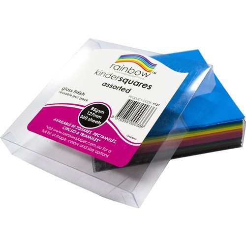 Rainbow Kinder Squares Gloss 127mm 84gsm Assorted Pack  Of 360