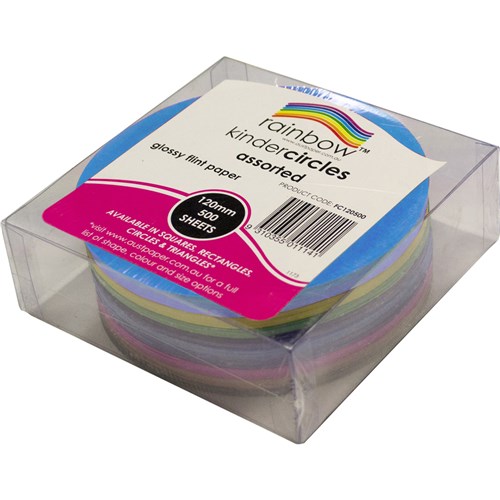 Rainbow Kinder Circles Gloss 120mm 84gsm Assorted Pack  Of 500