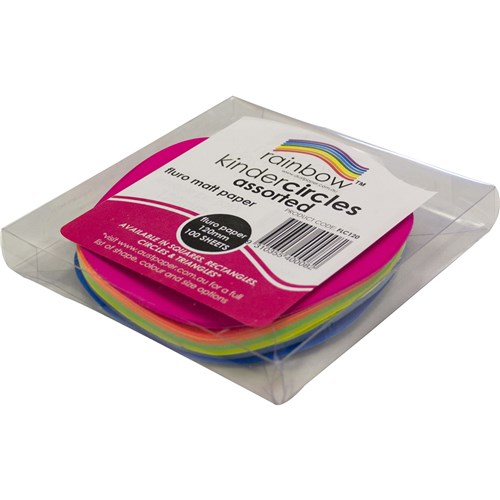 Rainbow Kinder Circles Fluro 120mm 80gsm Assorted Pack  Of 100
