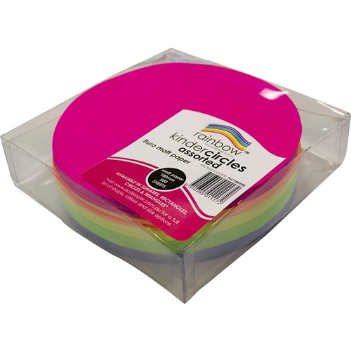 Rainbow Kinder Circles Fluro 180mm 80gsm Assorted Pack  Of 500
