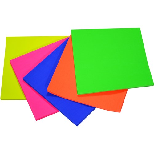 Rainbow Kinder Squares Fluro 125mm 85gsm Assorted Pack  Of 100