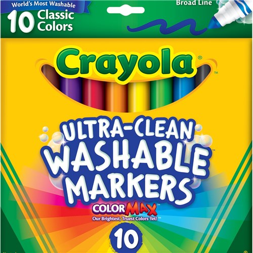 Crayola Ultra Clean Washable Broad Line Marker Classic Assorted Pack of 10