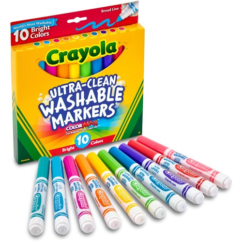 Crayola Ultra Clean Washable Broad Line Marker Bright Assorted Pack  of 10