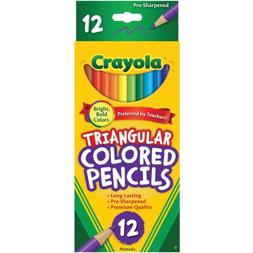 Crayola Triangular Coloured Pencils Full Size Assorted Pack  of 12