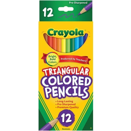 Crayola Triangular Coloured Pencils Full Size Assorted Pack  of 12