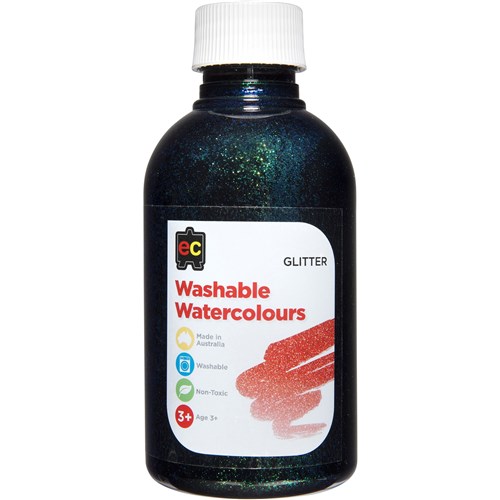 EC Washable Watercolour Paints 250ml Glitter Black