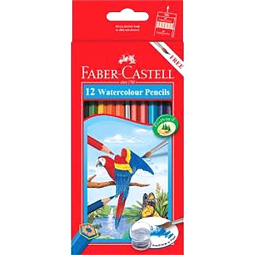 Faber-Castell Watercolour Pencils With Brush Assorted Pack  of 12