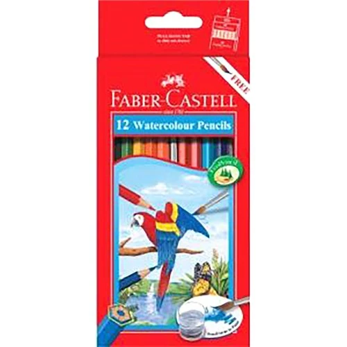 Faber-Castell Watercolour Pencils With Brush Assorted Pack of 12