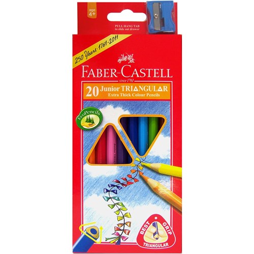 Faber-Castell Junior Triangular Coloured Pencils Assorted Pack  of 20