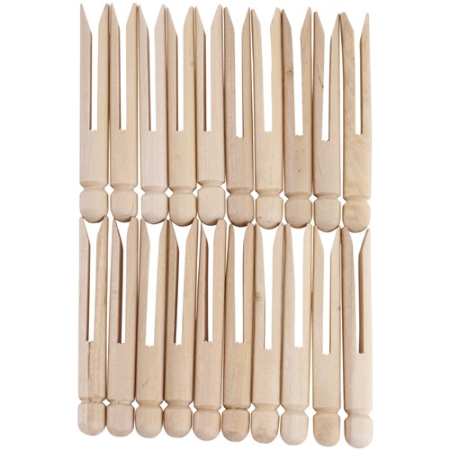 Jasart Wooden Dolly Pegs Plain Pack  Of 24