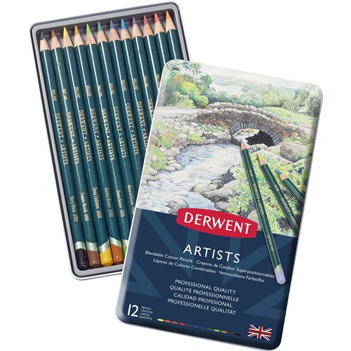Derwent Artists Pencils Assorted Tin Pack  Of 12