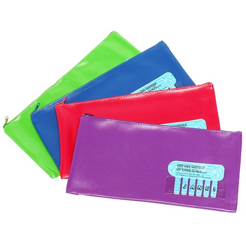 Marbig Name Pencil Case Single Zip Large 325 x 165mm Summer Colours Assorted