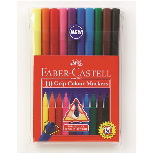 Faber-Castell Grip Triangular Marker Assorted Colours Pack  of 10