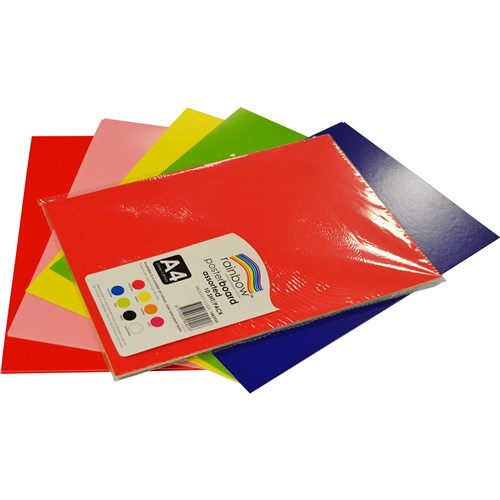 Rainbow Poster Board A4 Double Sided Assorted Pack  of 10