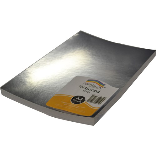 Rainbow Foil Board A4 270gsm Silver Pack  Of 50