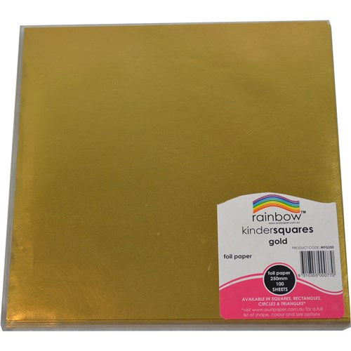 Rainbow Kinder Squares Foil 250mm 85gsm Gold Pack  Of 100