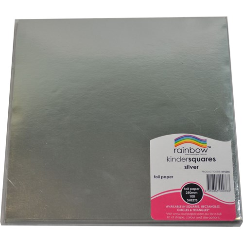 Rainbow Kinder Squares Foil 250mm 85gsm Silver Pack Of 100