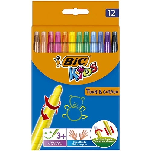 Bic Kids Turn & Colour Twist Crayon Assorted Wallet of 12
