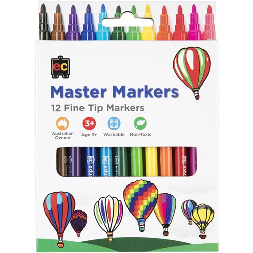 Edvantage Master Marker Bullet Fine Tip 2.6mm Assorted Pack  of 12