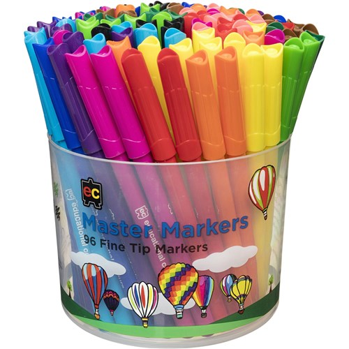 Edvantage Master Marker Bullet Fine Tip 2.6mm Assorted Tub of 96