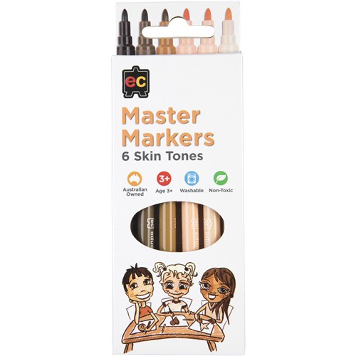 Edvantage Master Marker Bullet Fine Tip 2.6mm 6 Skin Tone Colours Pack  of 6