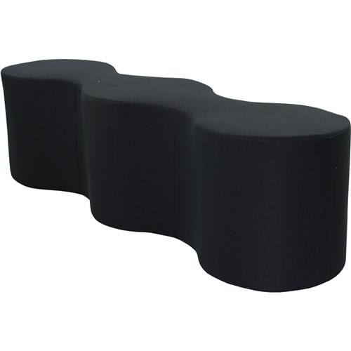 Sylex Lava Lounge Breakout Ottoman Modular Triple Straight Shape Black