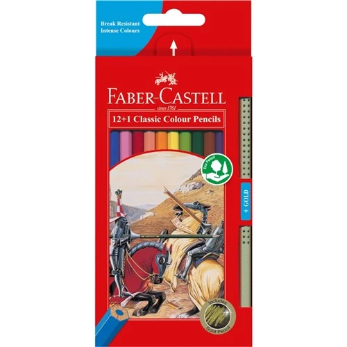 Faber-Castell Classic Colour Pencils Assorted Including 1 Gold Pencil Pack  of 12