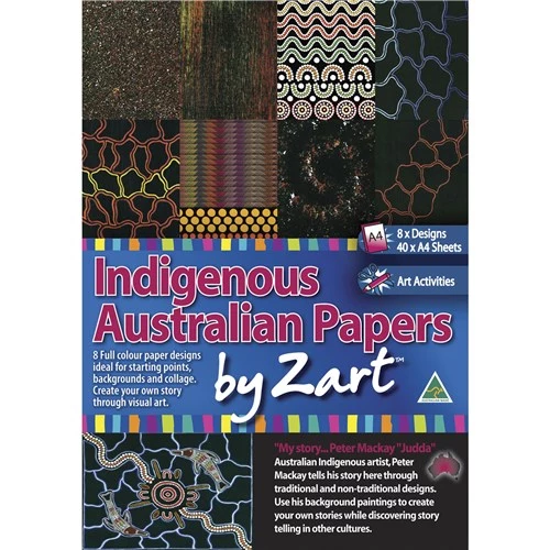 Zart Printed Paper A4 Eight Indigenous Designs Pack of 40